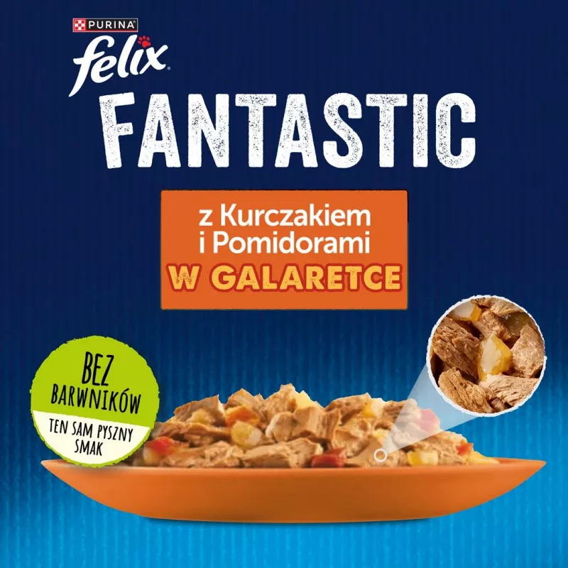 Felix Fantastic Chicken, Tomato – šlapias kačių ėdalas – 85 g