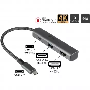USB Type-C Hub Alcasa HUB-C002A 5000 Mbit/s HDMI USB 3.0