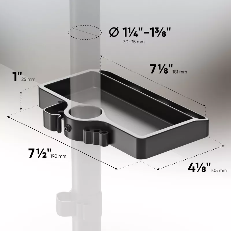 Lentynėlė ONKRON A35, juodas ABS plastikas, 190×105 mm, 160 g