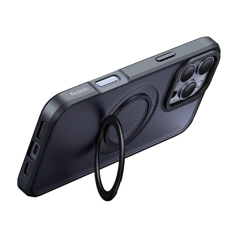Apsauginis dėklas McDodo PC-4932 iPhone 16 Pro su integruotu stovu, juodas