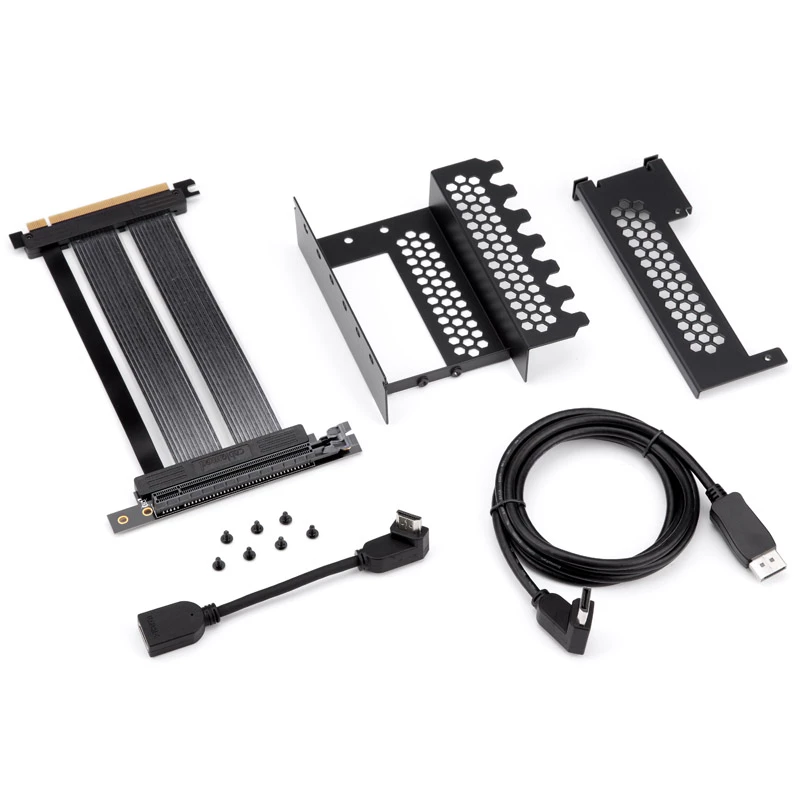 CableMod PCI-e 4.0 vertikalaus montavimo laikiklis, HDMI + DisplayPort, juodos spalvos