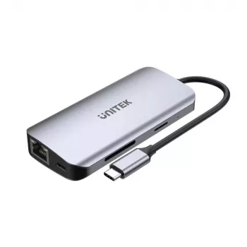 USB-C HUBAS Unitek D1122A01 su 2x HDMI 4K ir 100W Power Delivery