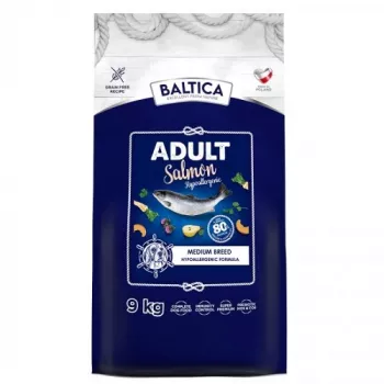BALTICA Excellent Hipersensijų suaugusiems vidutinių veislių šunims lašiša - sausas šunų maistas - 9 kg