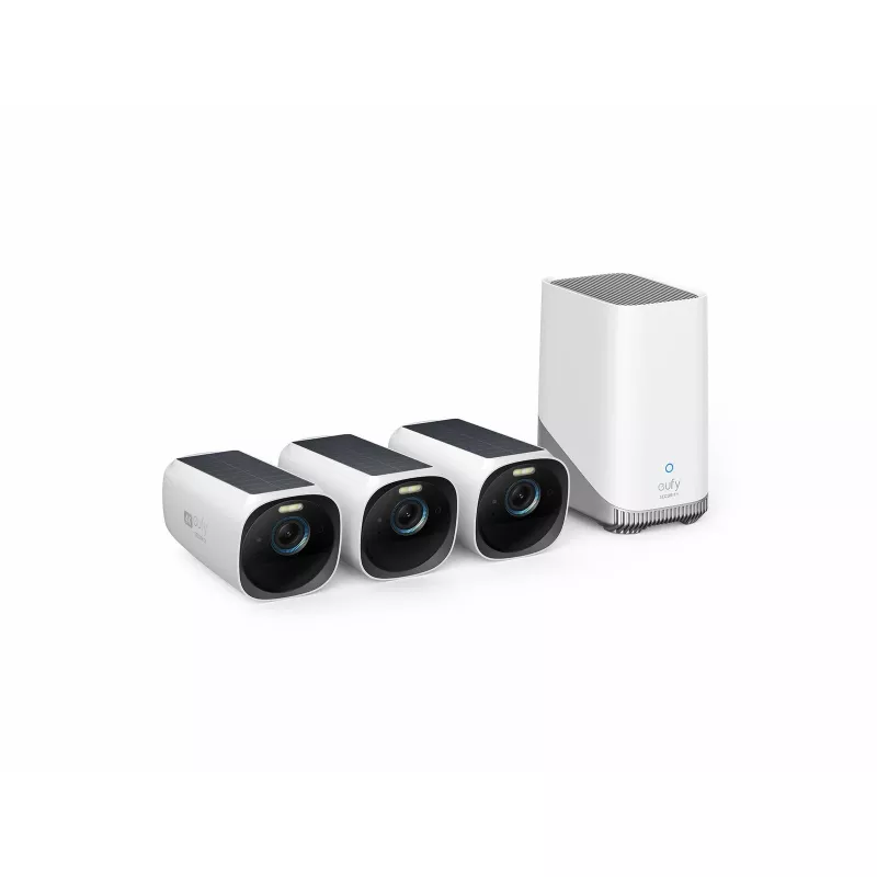 Eufy eufyCam S330 (eufyCam 3) 4K belaidė stebėjimo kamerų sistema, 3 kameros + HomeBase 3 (T88723W1)