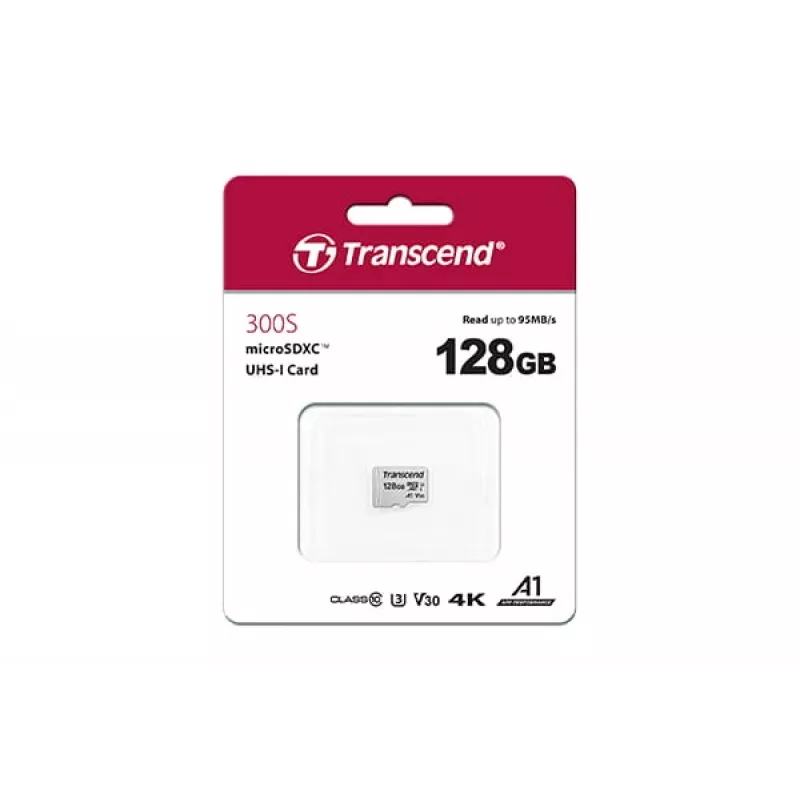 Transcend 128GB MicroSDXC SD300S atminties kortelė su adapteriu