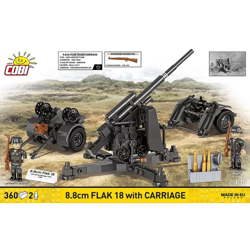 Konstruktorius Cobi 8,8 cm Flak su priekaba — 360 detalių
