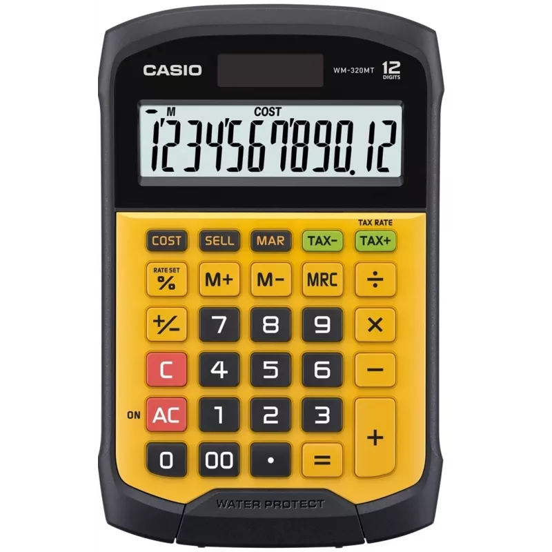 CASIO WM-320MT-S biuro skaičiuotuvas vandeniui atsparus, 12 skaitmenų ekranas, nuimama klaviatūra