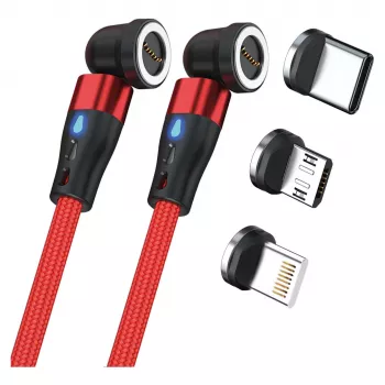 USB laidas RealPower MagneticCharge2 1m Raudonas Greitas Įkrovimas Duomenų Perdavimas