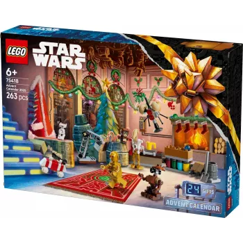 Statybinis žaislas LEGO Star Wars Advent Calendar 2025 — rinkinys 75418, sezoninės pastatomos minifigūrėlės ir modeliai
