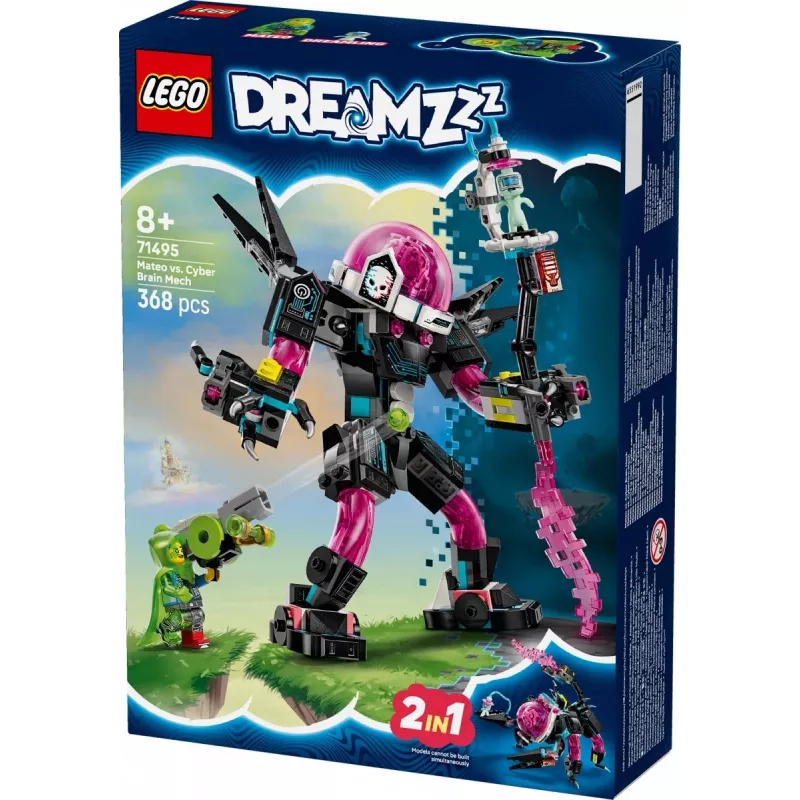 LEGO 71495 Mateo vs. Cyberbrain Mech – statybinis žaislas su minifigūrėlėmis ir pastatomu mech