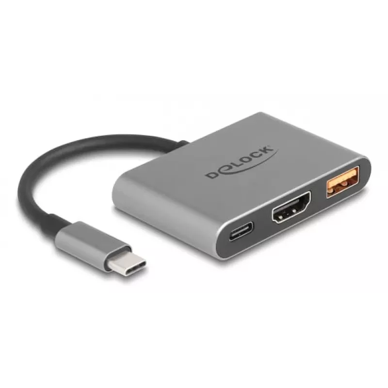 DeLOCK 61071 vaizdo kabelio adapteris 0,1 m USB Type-C / USB Type-C / USB Type-A / HDMI pilkas