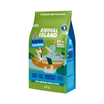 Sausas šunų ėdalas Animal Island Adult Medium Salmon 12 kg