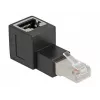 DeLOCK RJ45 kištukas į RJ45 lizdą adapteris Cat.6A 90° į viršų kampu juodas