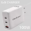 Kroviklis QOLTEC 100W GaN USB-C Dual PD 5–20V 1.5–5A, 2×USB-C