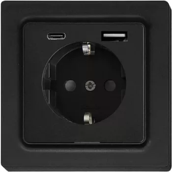 Eltako įžemintas kištukinis lizdas su USB-A ir USB-C, antracito matinis DSS55E+USBA+C-am (30055900)