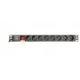 Maitinimo paskirstymo blokas GEMBIRD EG-PDU-014 — 8× F tipo lizdai, 16 A, 3 m laidas, 1U stovas, 3680 W, juodas