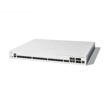 Tinklo jungiklis Cisco Catalyst C1300-24XS valdomas L2/L3, 480 Gbit/s perjungimo talpa, RJ-45/USB-C konsolė, 16 000 MAC lentelė, pilka, 4,15 kg