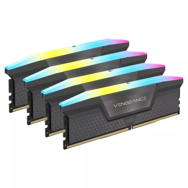 Corsair Vengeance RGB 64 GB (4x 16 GB) DDR5-6000 MHz Quad-Kit, juodos spalvos, CMH64GX5M4B6000C36