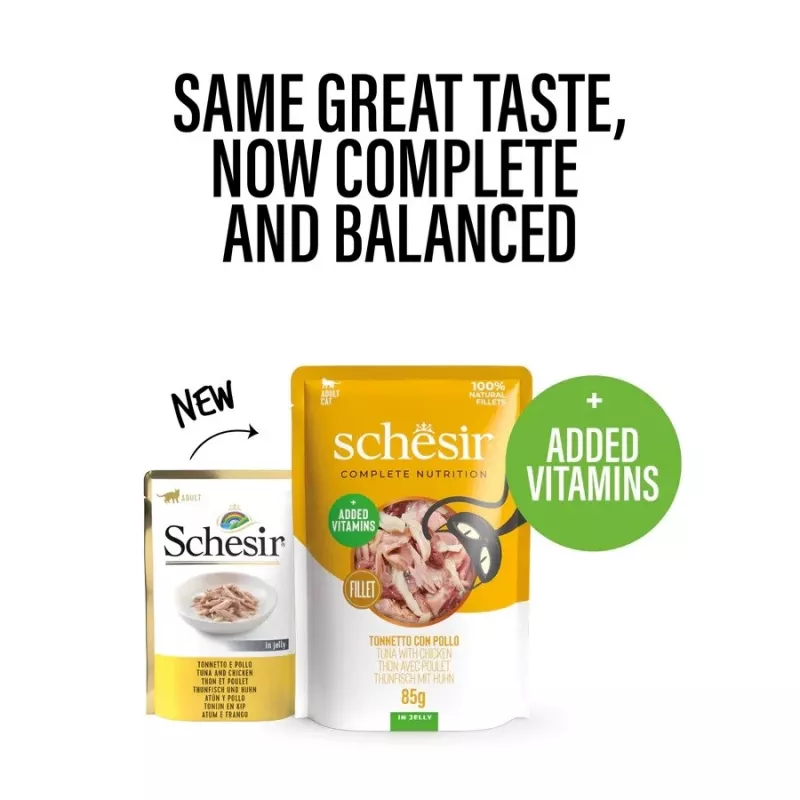 SCHESIR in jelly Tuna with chicken - šlapias kačių ėdalas - 85 g