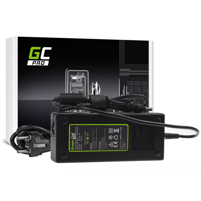 Maitinimo adapteris / inverteris Green Cell AD22P 120 W 19 V 6,3 A, skirtas ASUS nešiojamiesiems kompiuteriams, vidaus naudojimui, juodos spalvos