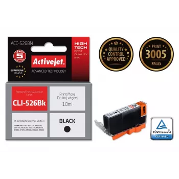 Activejet ACC-526BN rašalas (Canon CLI-526Bk pakaitalas; Supreme; 10 ml; juoda)