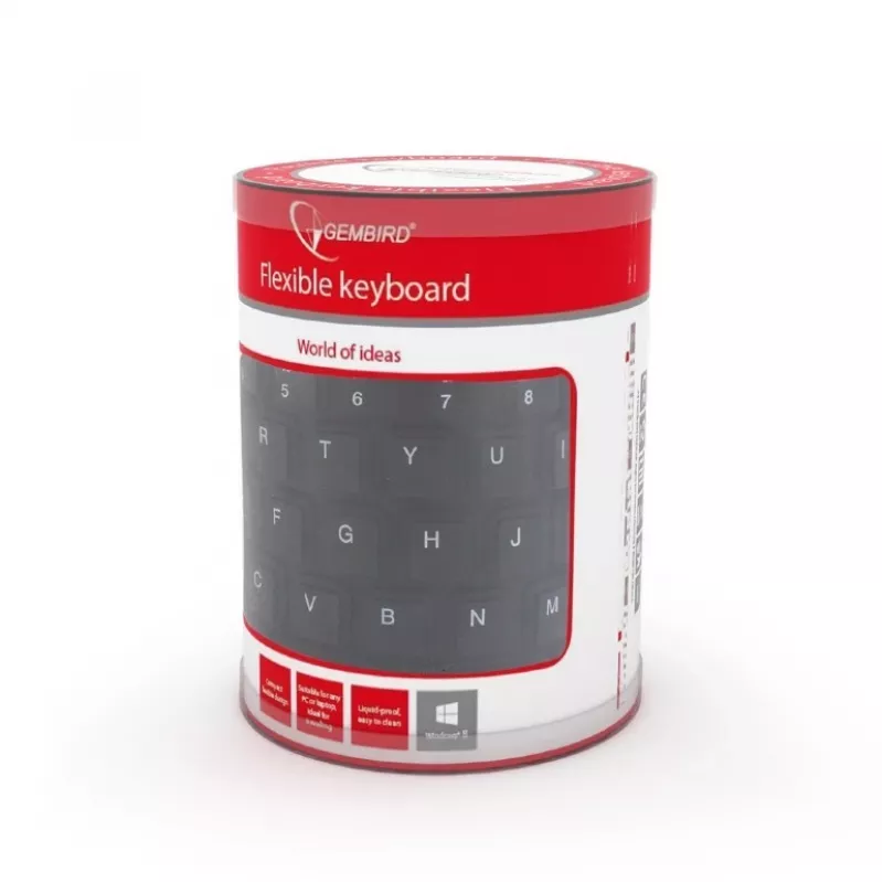 Silicone klaviatūra Gembird KB-109F-B juoda USB+PS/2