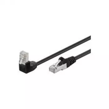 Wentronic Goobay CAT 5e Patch laidas 1x 90° kampu, F/UTP, juodas, 5 m - CCA vario mišinys, 1x RJ45 kištukas 90° (8P8C) (94190)