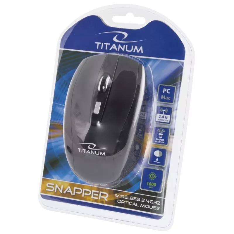 TITANUM TM105K SNAPPER belaidė RF optinė pelė, 1600 DPI, dešinei rankai