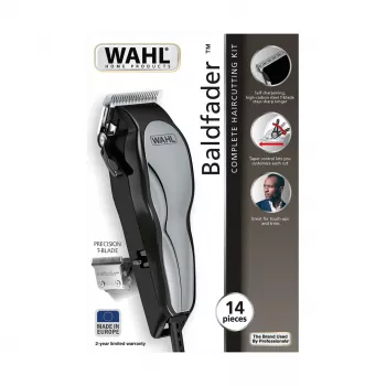 Plaukų kirpimo mašinėlė Wahl 20107.0460 Baldfader – laidinė AC trimerė, 6 ilgio pakopų, 1–13 mm, 45 mm pjovimo plotis, juoda/chromas
