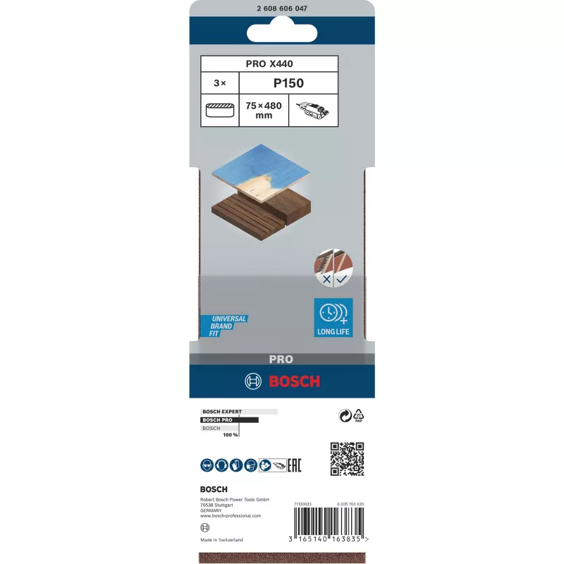 Šlifavimo juosta X440 Best for Wood and Paint, 75x480mm, K150