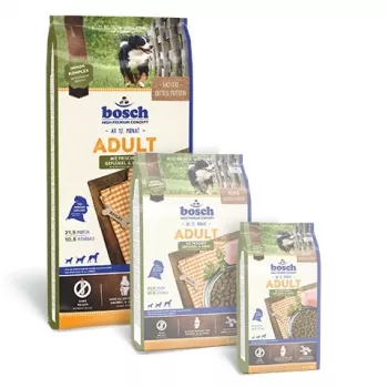 Bosch ADULT WITH FRESH POULTRY & MILLET šunų sausas ėdalas su šviežia paukštiena ir soromis, suaugusiems, 15 kg