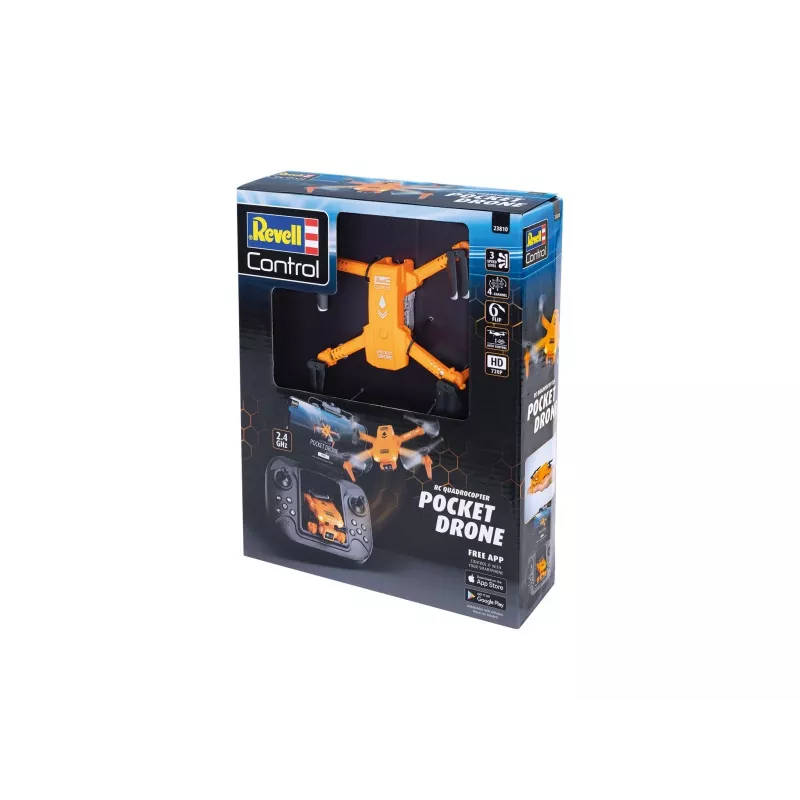 RC kvadrokopteris REVELL Pocket Drone 23810 – 2,4 GHz, 4 kanalų nuotolinio valdymo pultas