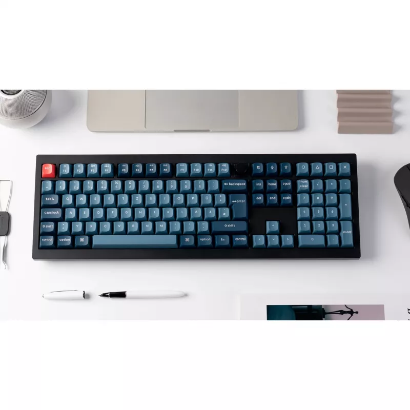 Keychron V6 Max, Gaming klaviatūra, juoda/mėlynai pilka, DE išdėstymas, Gateron Jupiter Red, Hot-Swap, RGB
