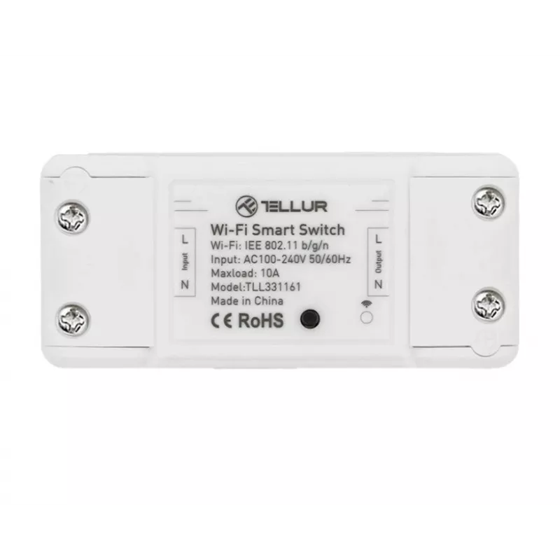 Inlinis WiFi jungiklis Tellur TLL331161 2200W – išmanus relė lempoms ir prietaisams