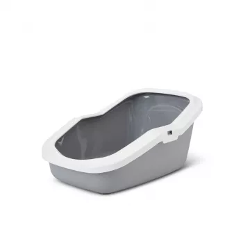 Atviras kraiko dėklas Savic Aseo pilkai baltas 560×390×275 mm katėms, plastikinis, 2 kg