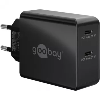 Goobay 61757 USB Type-C 2 prievadų greitasis sieninis įkroviklis juodas