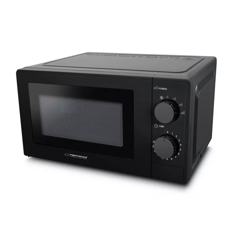 Esperanza ESTOFADO EKO011K mikrobangų krosnelė solo, laisvai statoma, 20 l, 700 W, 5 galios lygiai, 24,5 cm sukamasis padėklas, juoda