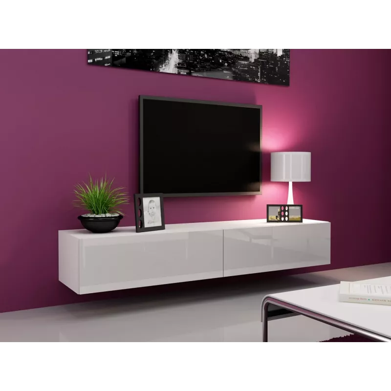 Cama TV stovas VIGO '180' 30/180/40 baltas/baltas blizgus