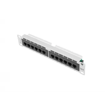 Pataisos skydas LANBERG PPU6-9012-S, 12 prievadų, Cat6, metalinis, pilkas