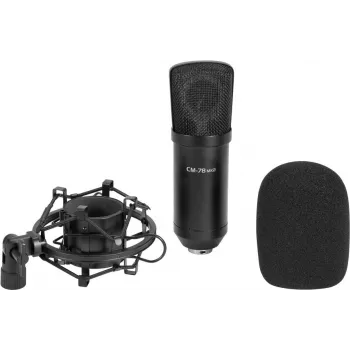 Didelės diafragmos kondensatorinis mikrofonas Omnitronic CM-78MK2 – studijinis vokalo ir instrumentų įrašymas