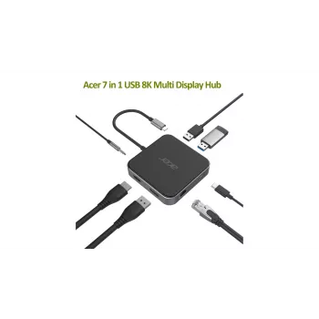 Acer HP.DSCAB.013 USB-C stotelė nešiojamam kompiuteriui, 8K, anglies ir sidabro spalvos
