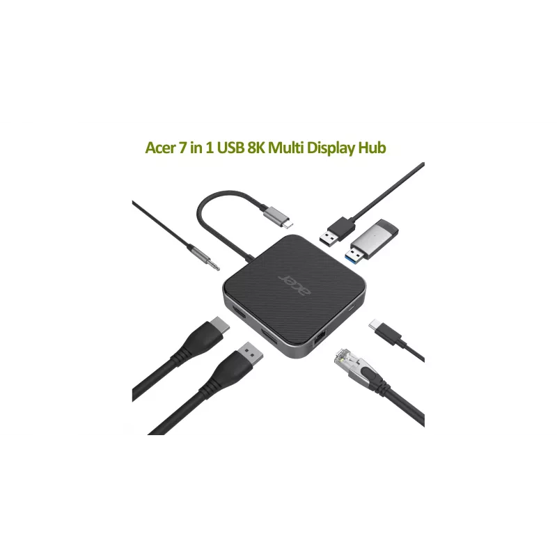 Acer HP.DSCAB.013 USB-C stotelė nešiojamam kompiuteriui, 8K, anglies ir sidabro spalvos