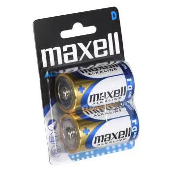 Šarminė vienkartinė baterija MAXELL D 1,5 V (cilindrinė) — 2 vnt., lizdinė pakuotė