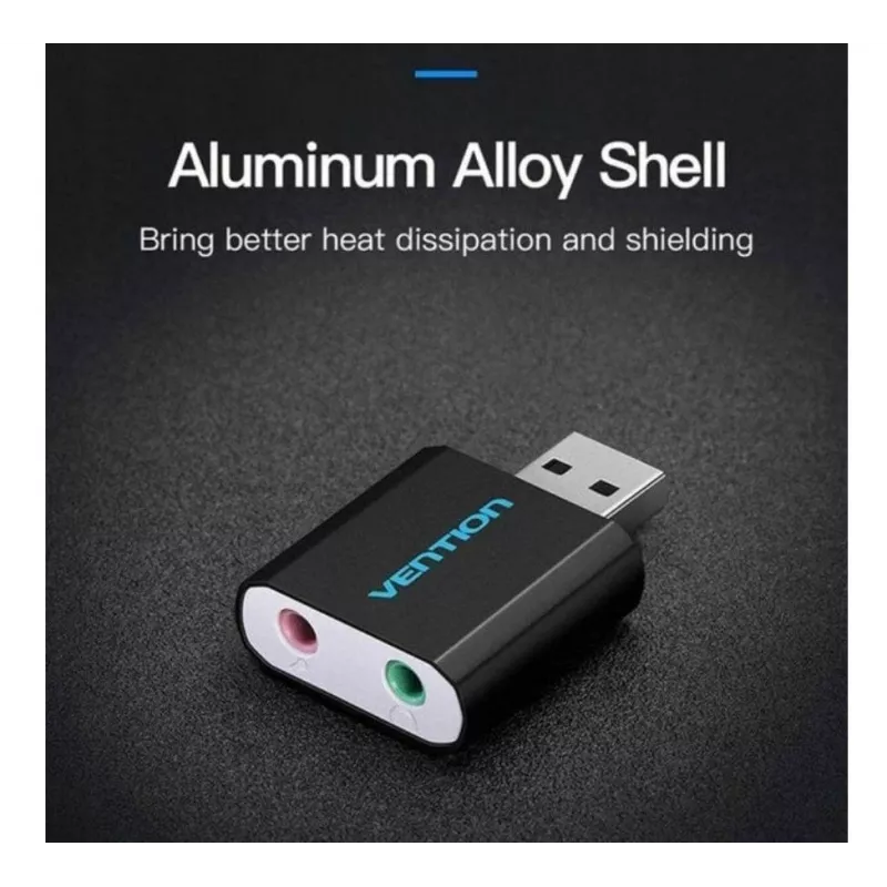 Vention USB išorinė garso plokštė Black Metal Type