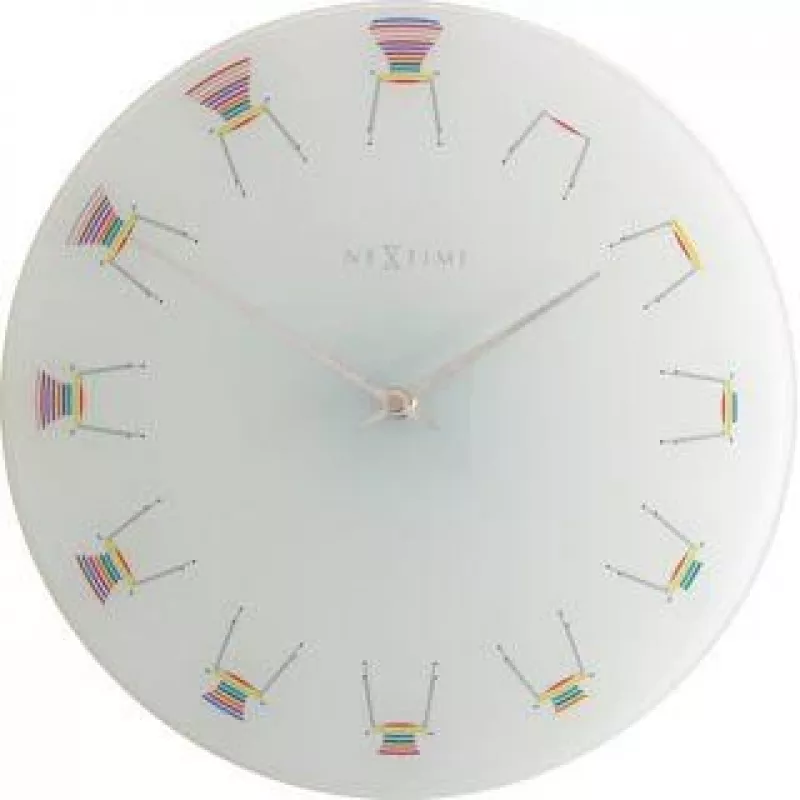 NeXtime klok 8809 Kėdė, Ø30 cm, Sieninis, Baltas / Daugiaspalvis