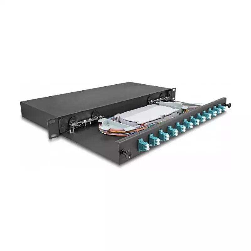 Skaidulinės optikos sujungimo dėžė DeLOCK 67004 Juoda Metalinė 482x220x44mm