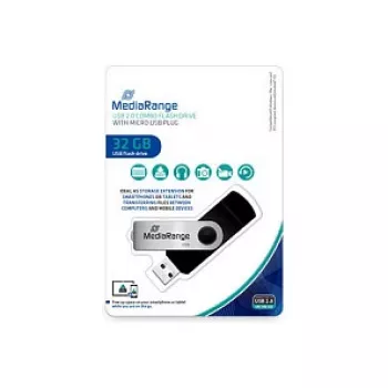 MediaRange MR932 32GB USB 2.0 / micro USB atmintukas juodas sidabrinis
