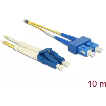 Skiemeninis optinis kabelis DeLOCK 84881 LC/APC į LC/APC OS2 0,5 m geltonas