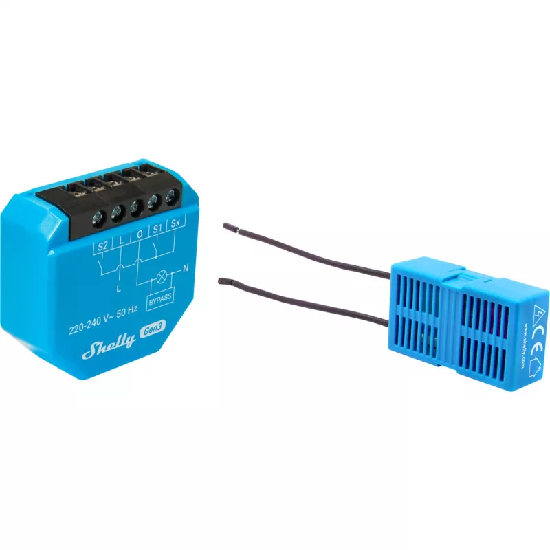 WiFi apšvietimo valdiklis Shelly Shelly_1L_Gen3 — 1 kanalo modulis be nulinio laido, 220–240V, Wi‑Fi/Bluetooth, 802.11 b/g/n
