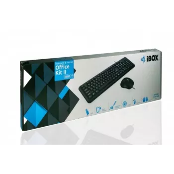 iBox OFFICE KIT II klaviatūra ir pelė USB QWERTY anglų juoda